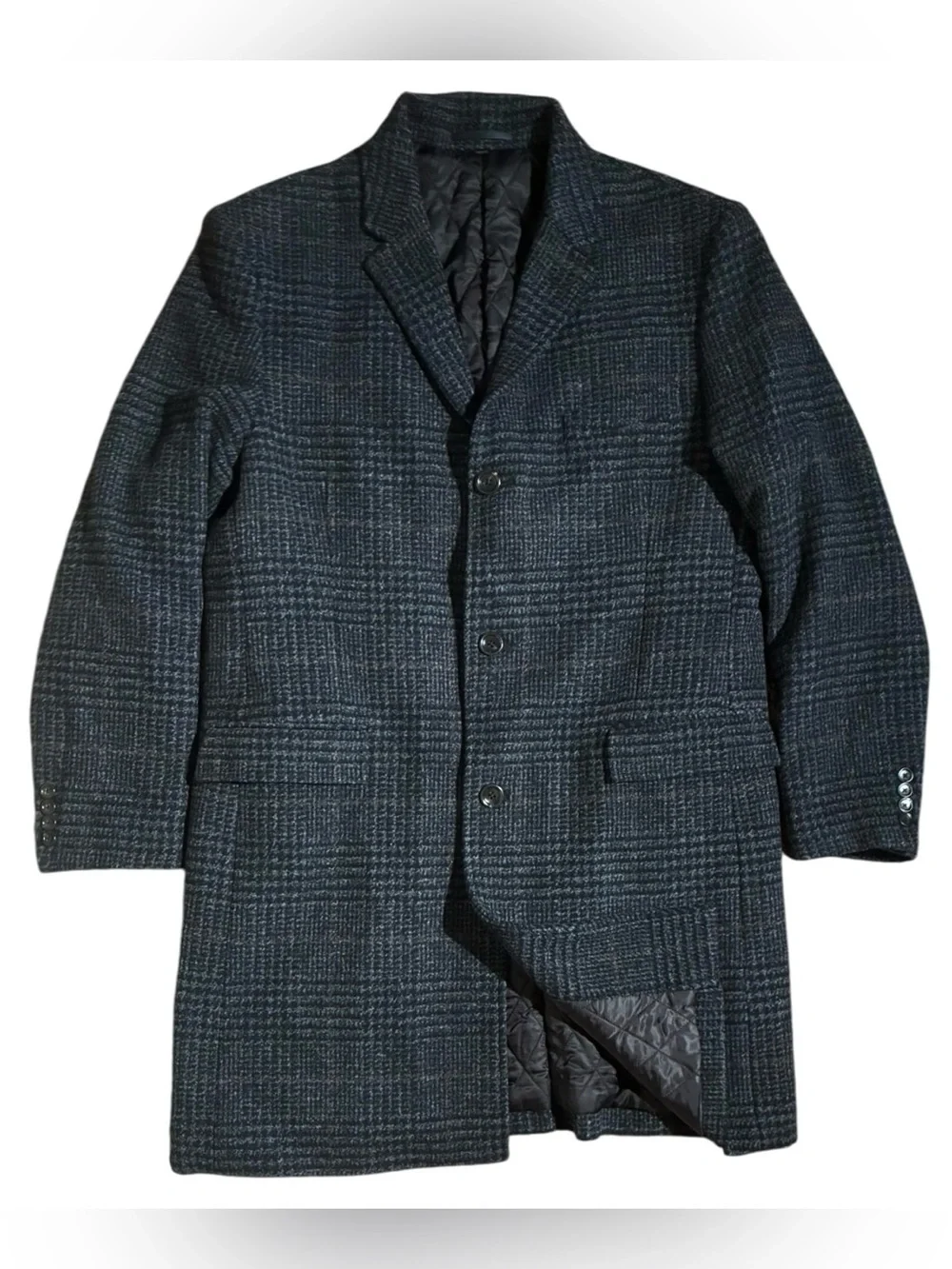J Crew Ludlow Tartan Plaid Wool Peacoat Dark Gray